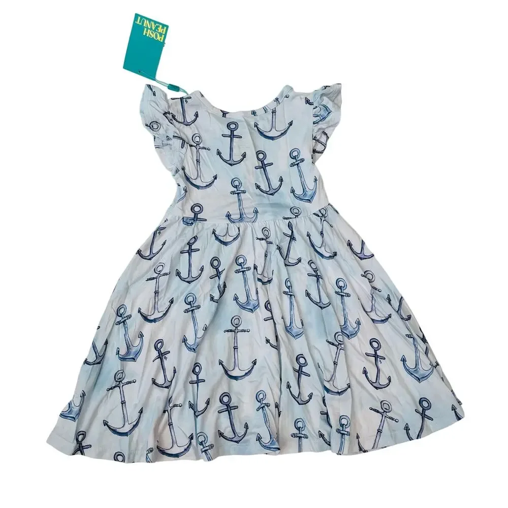 NWT PP Size 6 Anchors Away Ruffled Capsleeve Dress